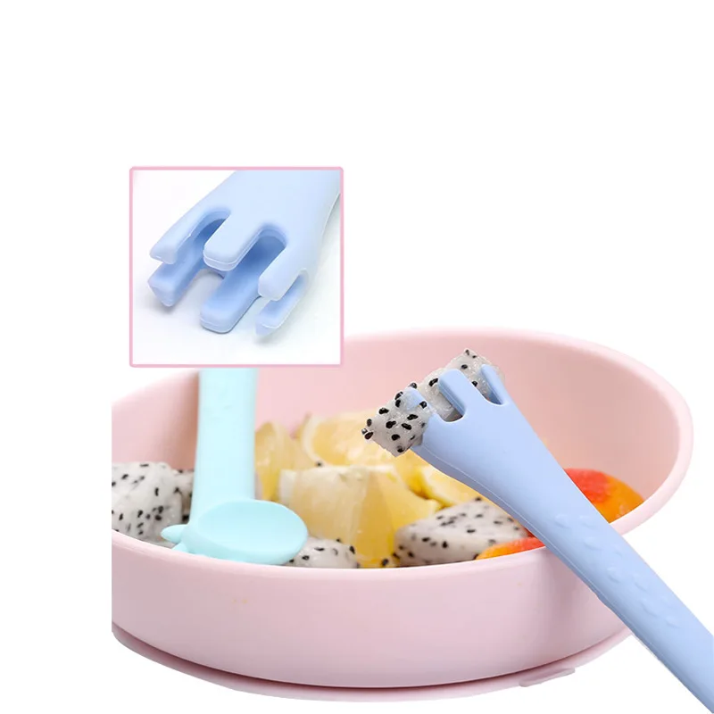 Cartoon giraffe rice spoon creative silicone mother and baby fork and spoon baby learning eating training feeding fork and spoon