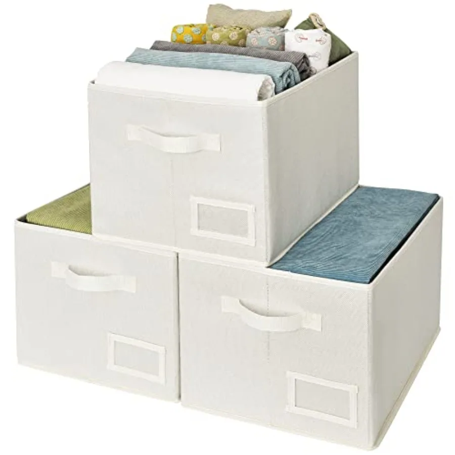 

Cloth Storage Bin with Label Holder, Closet Organizers and Storage Shees, Sweater Storage Boxes for Closet Room, Storage Basket