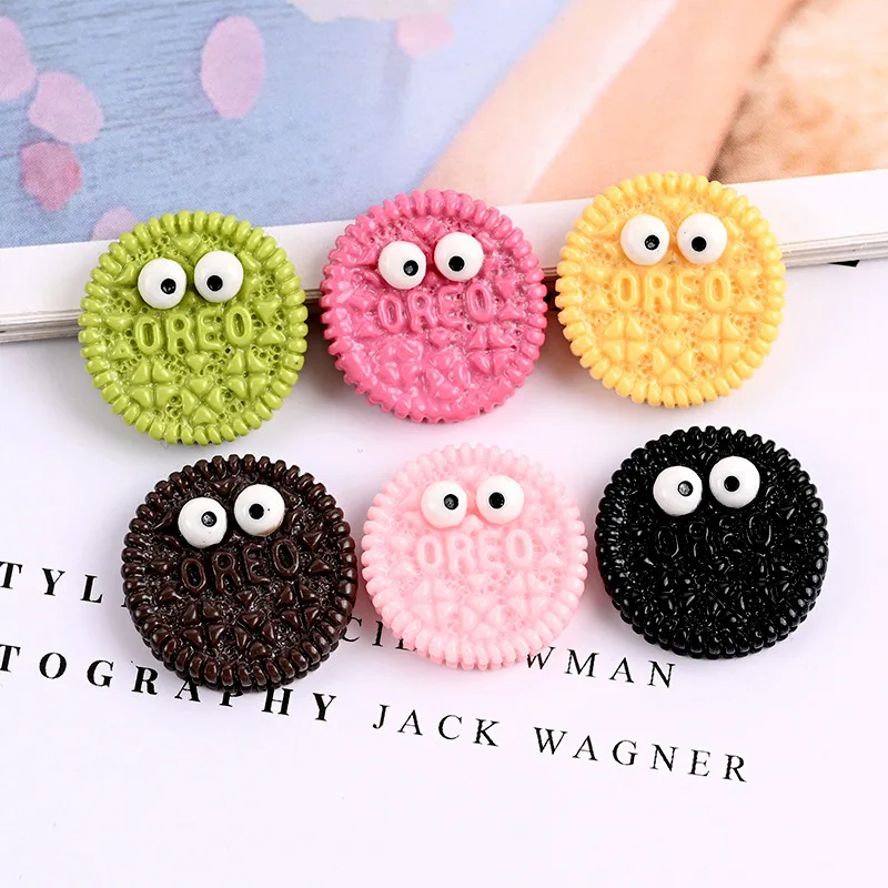 

10pcs Kawaii Resin Biscuit With Eyes Series Miniatures Flatback Charms Accessories Scrapbooking Embellishment Supplies Phone Diy