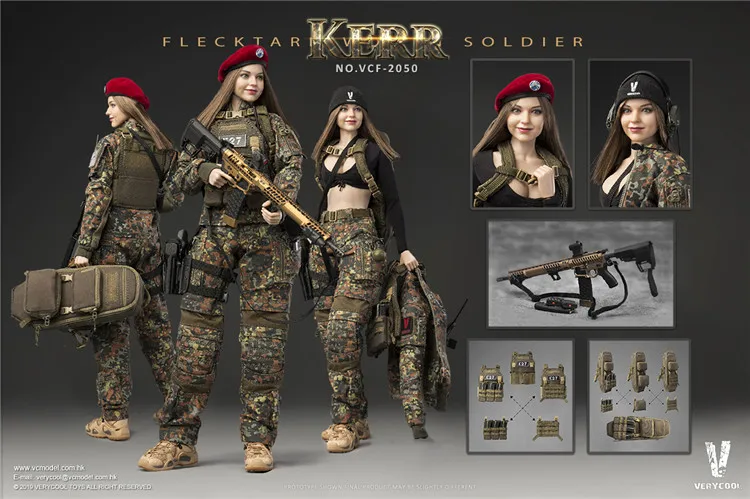 

VERYCOOL VCF-2050 1/6 Flecktarn Female Soldier KERR Deban Camouflage Full set Action Figure Model Toy for Fans Gifts in Stock