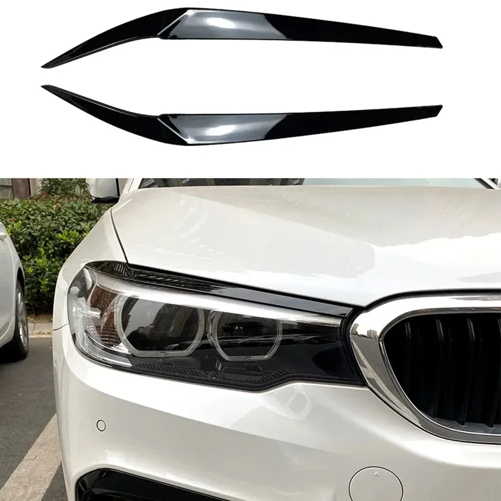 

2pcs Car Front Headlights Plastic Eyelid Eyebrows Trims Suitable For BMW 5 Series G30 G31 G38 F90 M5 525I 530I 540I 2017-2021