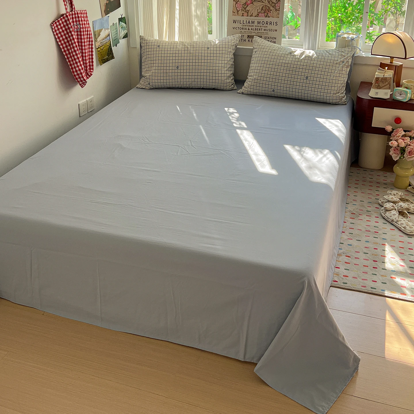 Plaid Bedding Set Korean Style Simple Soft Bed Sheet Set Queen King Size Duvet Cover Set No Filling With Pillowcases Home Decor