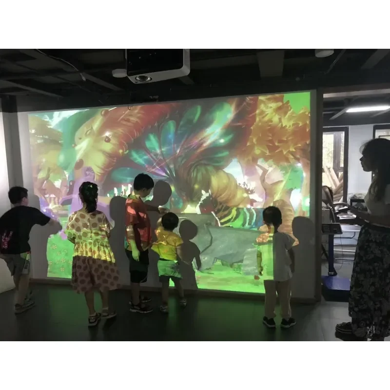 Tech 3D Interactive Multicolor Painting Wall Projection System Game for Kids Drawing Sea Forest Space Multiplayer Games