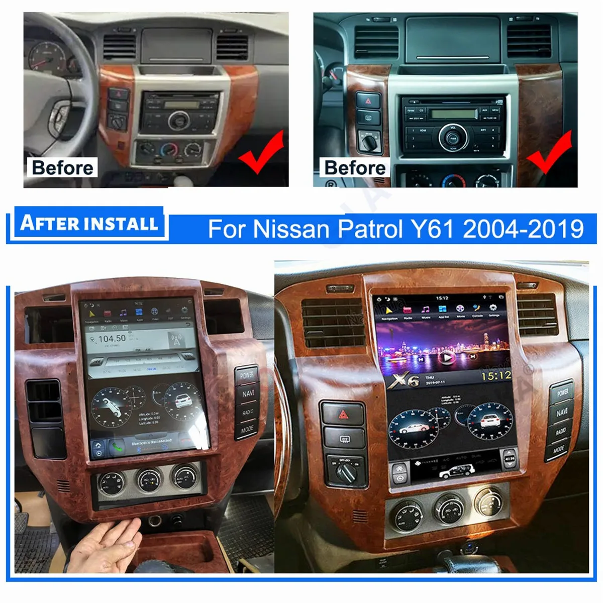 

Tesla Screen For Nissan Patrol 5 Y61 Android 13 Car Radio Stereo Receiver Autoradio Multimedia Player GPS Navigation Head Unit