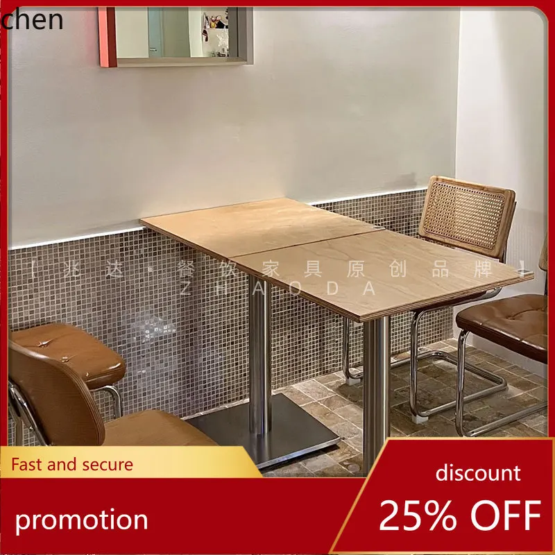 

HTT Light Luxury Coffee Table Simple Milk Tea Shop Bakery Cake Shop Natural Wood Dining Table and Chairs