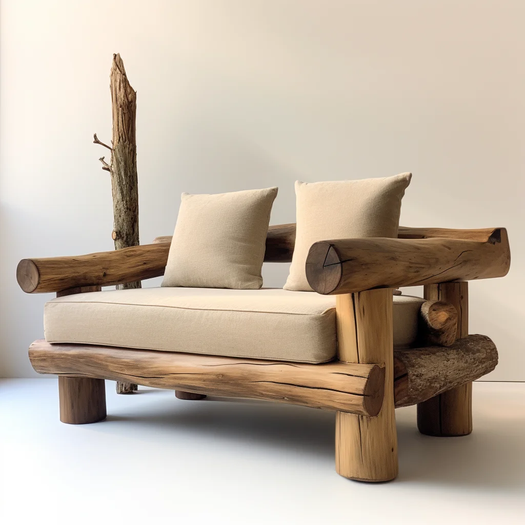 Wabi-**** style log sofa straight row sofa chair living room bed and breakfast hotel small apartment log lazy wind leisure chair