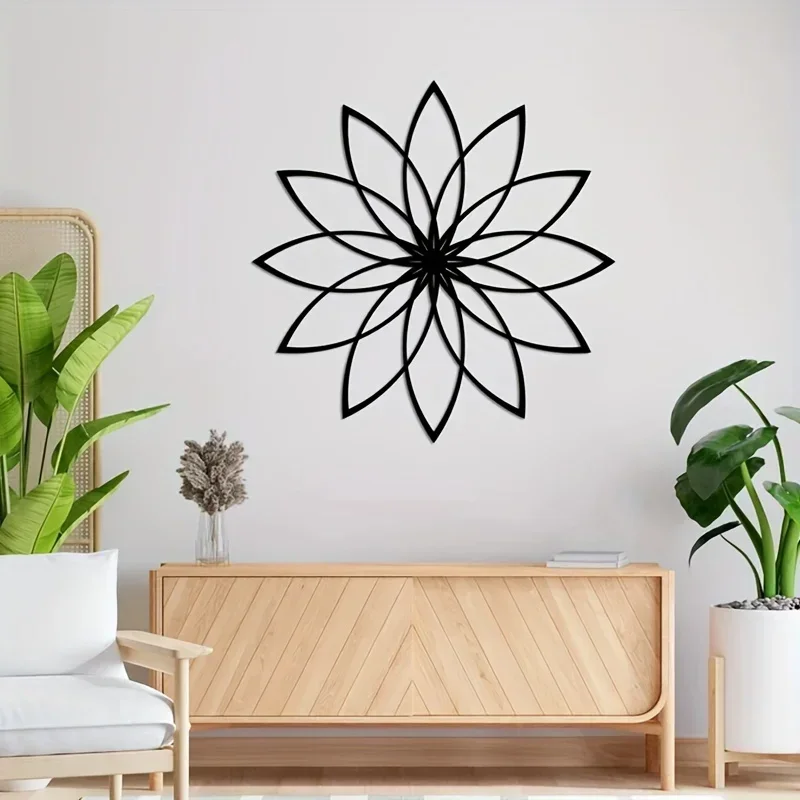 HELLOYOUNG fiore geometrico metallo nero appeso a parete decorazione artigianato casa interni soggiorno bagno decorazione inaugurazione della casa