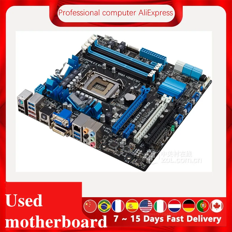 Imagem -02 - para Asus P8z77-m Pro Computador Placa-mãe Lga 1155 Ddr3 para Intel Z77 P8z77 Desktop Mainboard Sata ii Pci-e X16 Usado