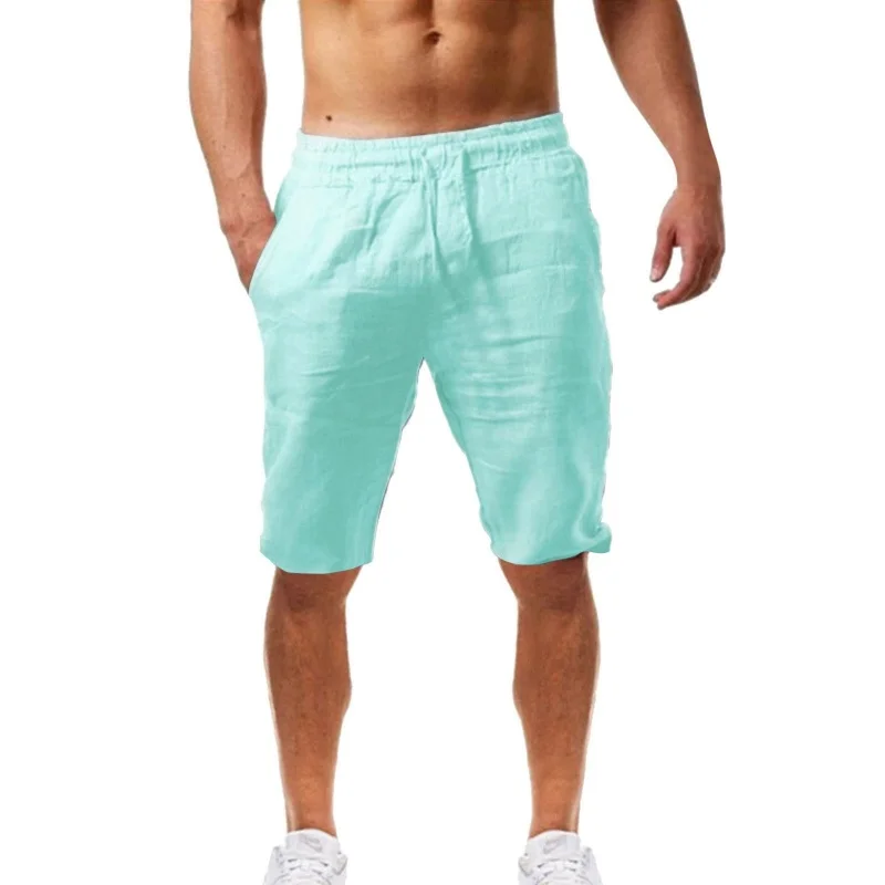 2026 Zomer Heren Shorts Katoen Linnen Casual Bermuda's Heren Klassieke Ademend korte broeken Effen Kleur Kleding Strandshorts Mannen