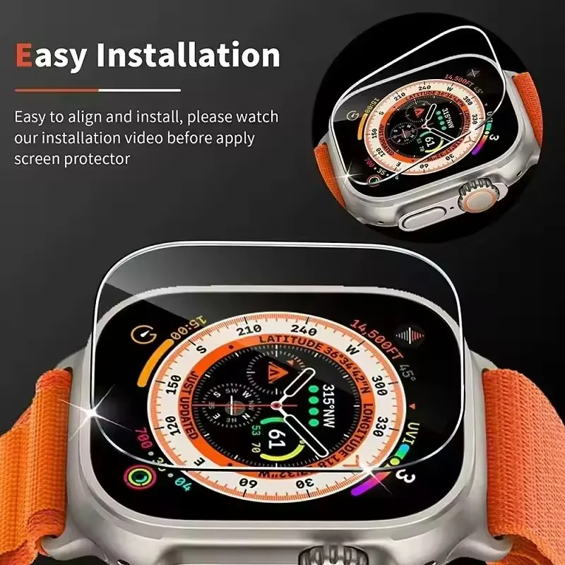 Screen Protector for Apple Watch Ultra 3 with Quick Install Applicator 9H 49mm Tempered Glass Film Full Cover Anti Scratch Guard