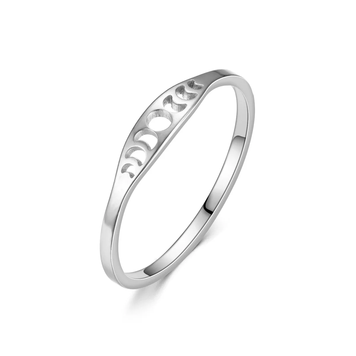 Stainless Steel Crescent Moon Phase Ring Witch Amulet Skyrim Inspired Fashion Jewelry for Women Wholesale