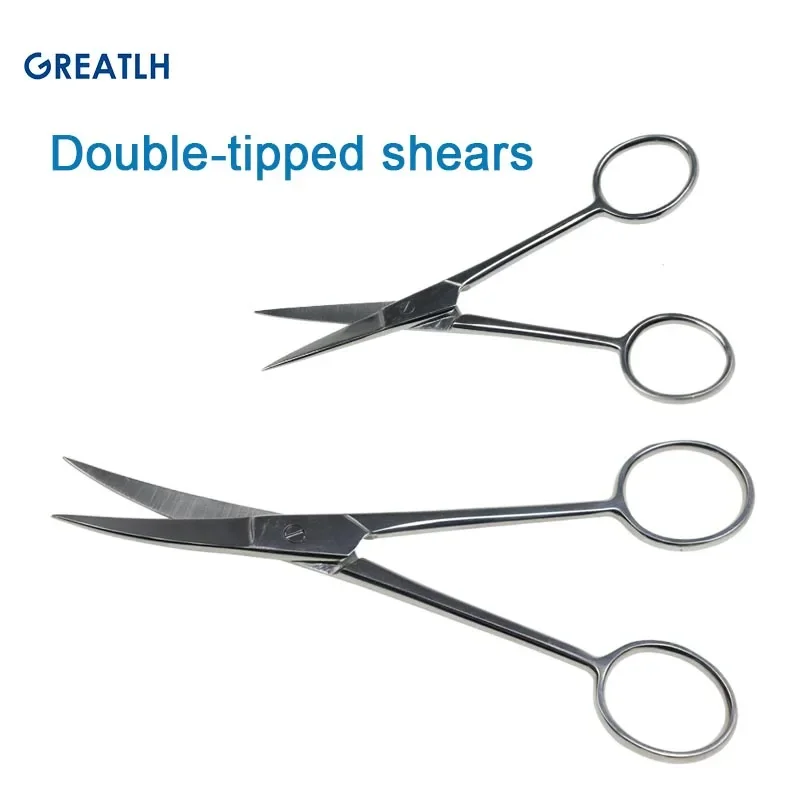 11cm/14cm Surgical Scissors Stainless Steel Double Tipped Scissors Dissecting Scissors Straight Curved Head Surgical Tool