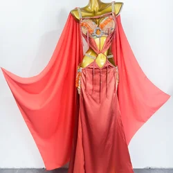 Conjunto de traje de danza del vientre egipcio Sexy, traje de Baile Oriental Popsong, trajes de competición grupal, falda larga Maxi con borlas