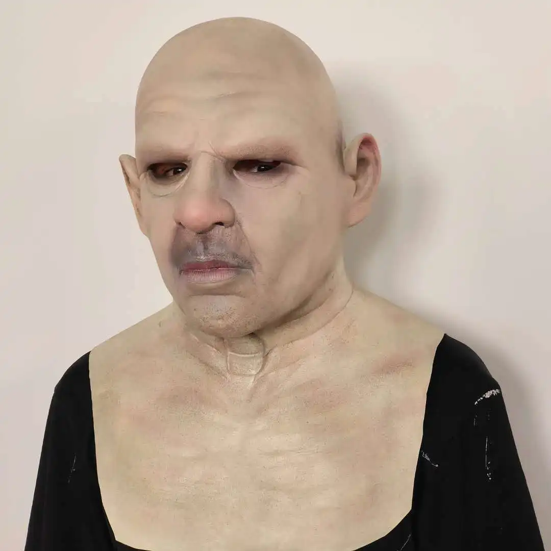 Realistische Glatzköpfige Alter Mann Latex-Maske für Erwachsene, Gesichtsmaske für Halloween, Maskerade, Cosplay, Kostümparty-Requisiten – Detail 6