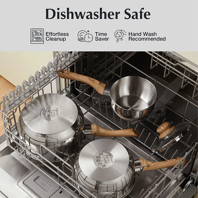 2 قطعة مجموعة قدر من الفولاذ المقاوم للصدأ مع أغطية 1QT 2QT مقالي صلصة غير لاصقة حساء وعاء الحليب مجموعة التعريفي قدر غسالة صحون آمنة #6