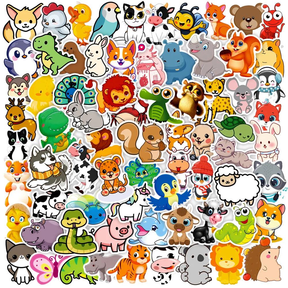 10/30/50/100pcs Cute Mix Animals Graffiti Stickers Kawaii DIY Phone Notebook Waterproof Bee Squirrel Cartoon Sticker Toys Gifts