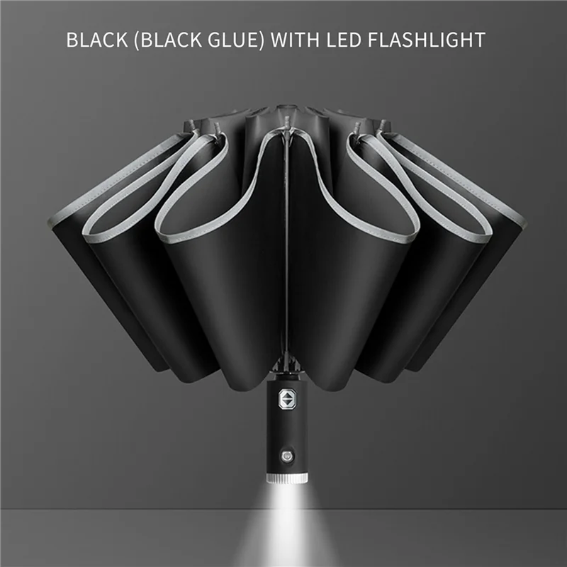 ABSE-2X Automatic Reverse Umbrella Inverted Reflective Folding LED Light Safe Night Windproof Frame For Men Women Umbrellas