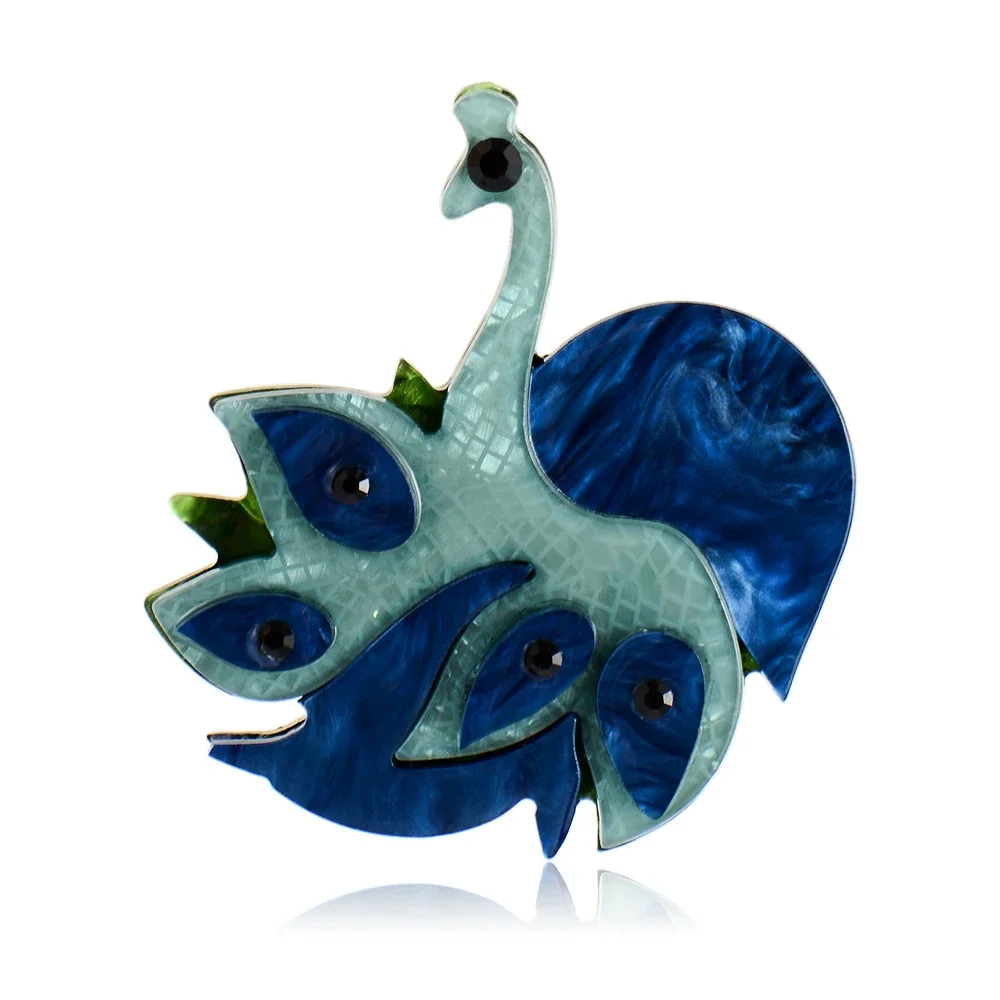 Blucome Vivid Blue Peacock Shape Brooch Acrylic Animal Brooches for Women Men Children Suit Scarf Hat Pins Jewelry Holiday Gifts
