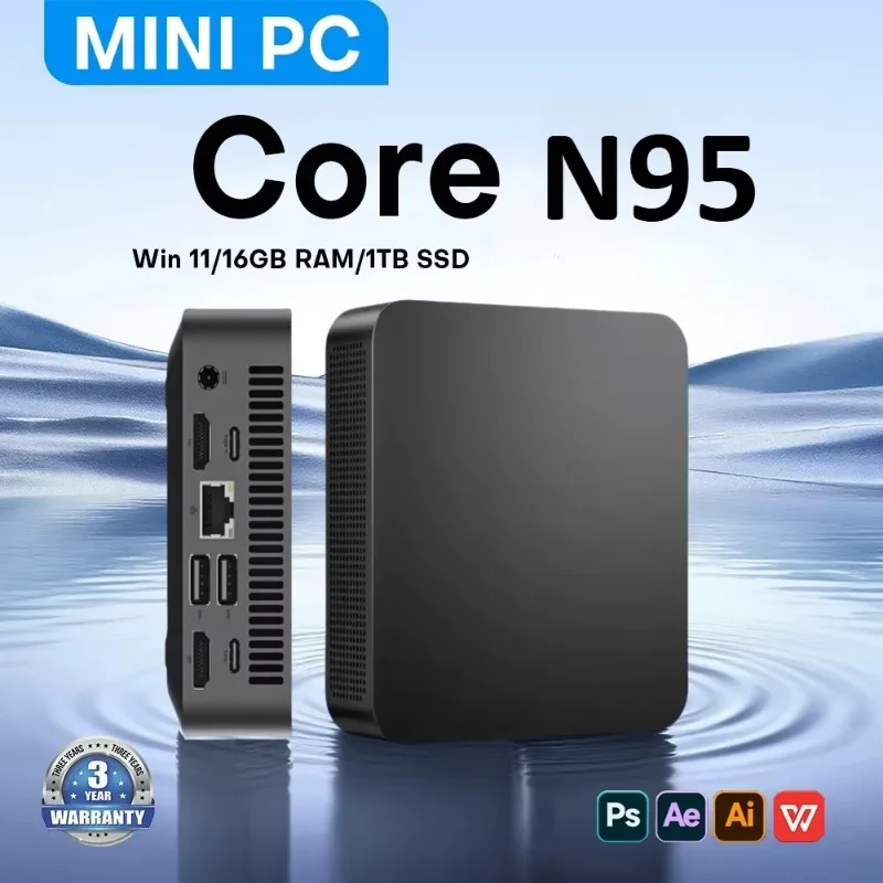 Small Pocket Computer Core N95 MINI PC 16GB RAM 1TB 2TB SSD WIFI 6 BT5.2 4K HD Mini Gaming Office Study Pc Windows 11 Pro