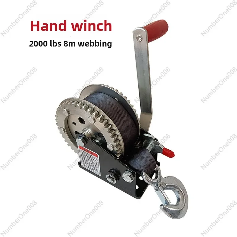 

Self-Locking Hand Winch, Heavy Duty Manual Cable Hoist, Zinc Plated Lifting Pulley for Home Marine Jeep Truck Use