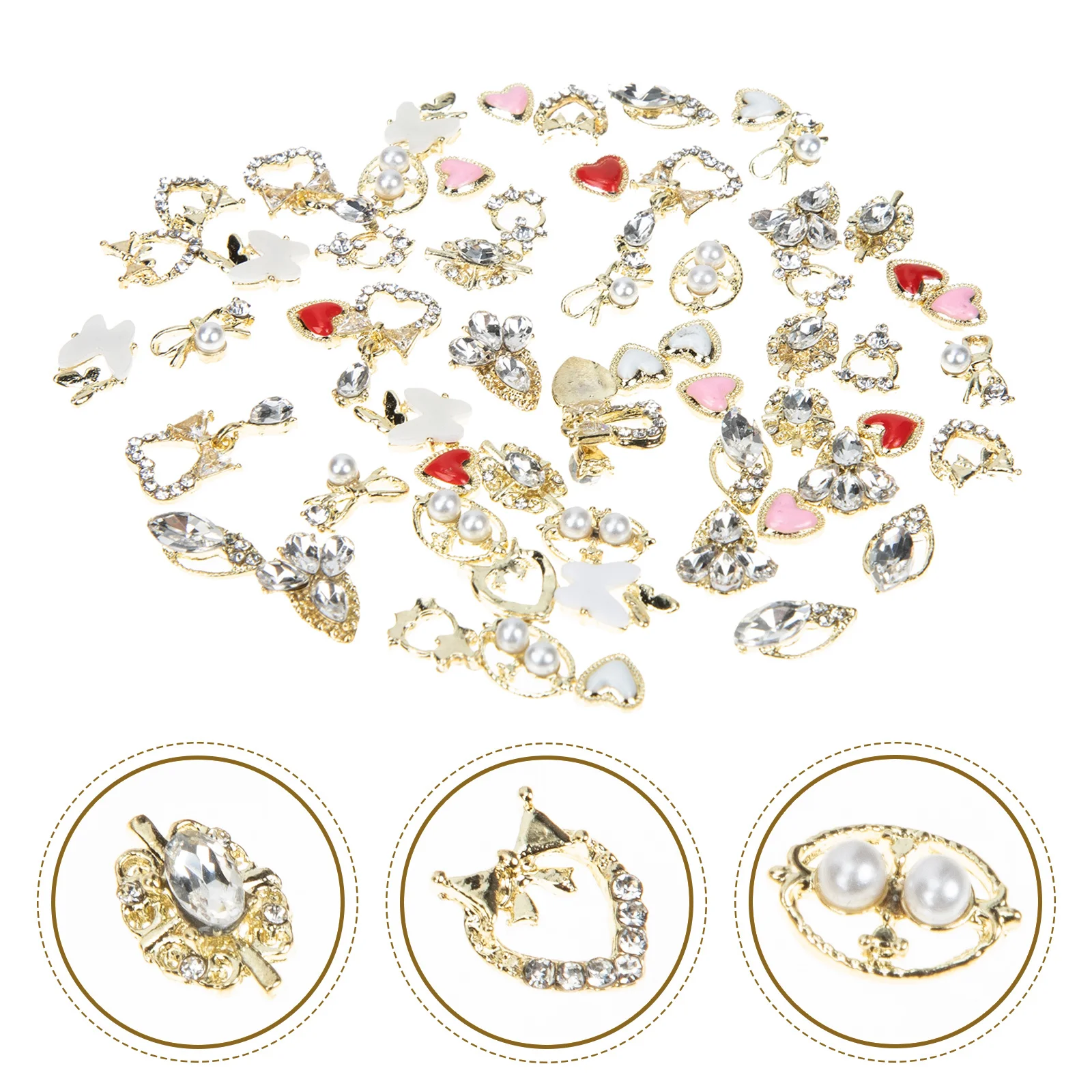 

60Pcs Chic Alloy Nail Charms Pendants Kawaii Style Nail Art Jewelry Accessories for Home DIY Decorations Manicure Jewelry
