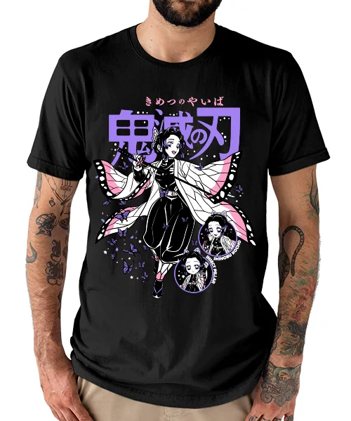 Camiseta unisex Demon Slayer Shinobu Kocho Feliz Cotton anime T-shirt