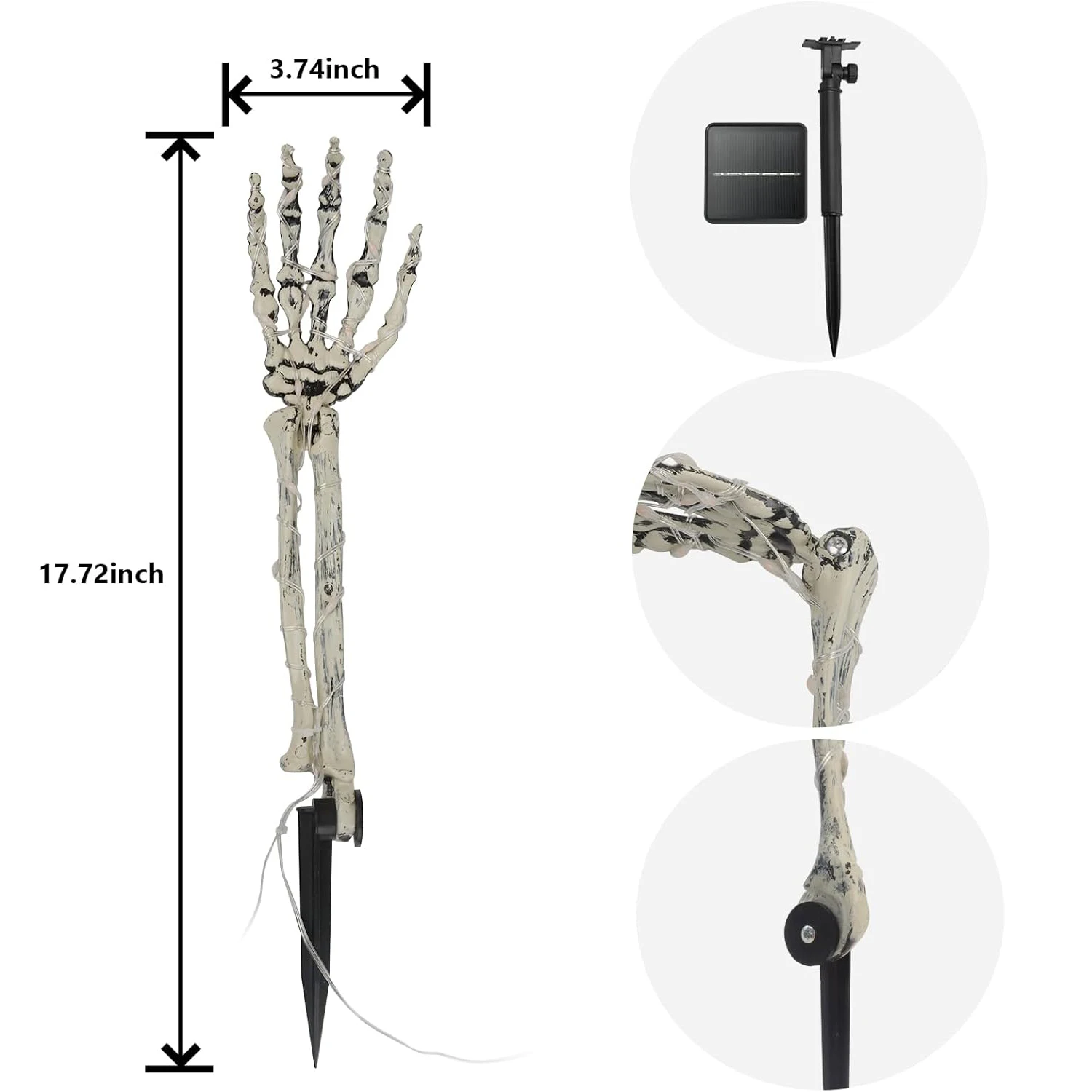 2 Buah/Set 100LED Lampu Kawat Tembaga Surya Tangan Kerangka Lampu Ungu & Oranye dengan 8 Mode untuk Dekorasi Halloween Halaman Taman Rumah