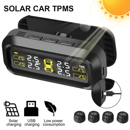 Imagen 1 del producto Sensores TPMS para coche, sistema de supervisión de presión de neumáticos, diagnóstico de ordenador a bordo, Solar/USB todoterreno, 4x4, accesorios para automóviles