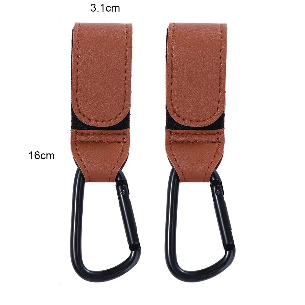 PU Leather Aluminum Alloy Carabiner Stroller Accessories Stroller Hooks Clips Cart Organizer Pram Hook Baby Bag Stroller Hook