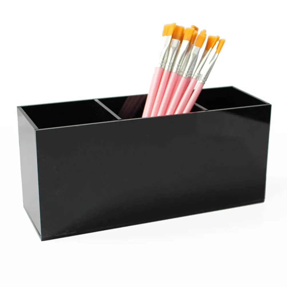 1Pcs Premium Acrylic Three-Segment Makeup Brush Storage Case for Cosmetics Brushes Eyebrow Pencils Lipstick Markers Rulers