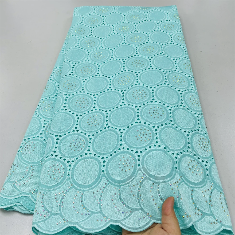 

100% Cotton Swiss Voile Lace Fabrics Nigerian Lace Women Dress Cloth White African Lace Embroidery Soft 5 Yards