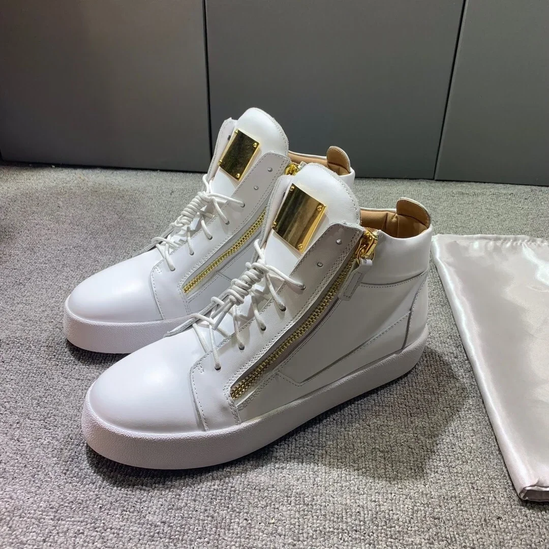 

Top Quality Classic Mens Casual Sneakers Women High-top Real Leather Tennis Luxury Brand Designer Unisex Sports shoes 0459
