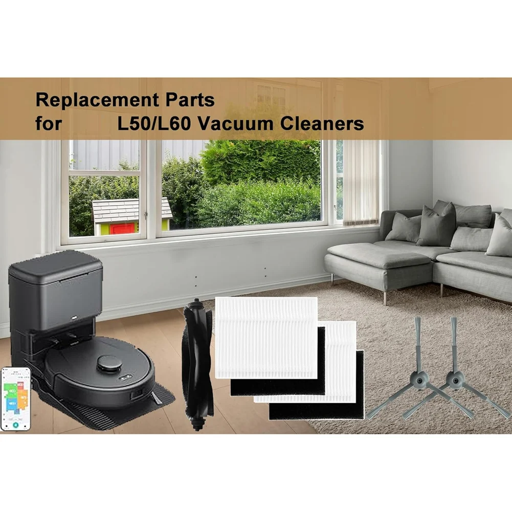 ABKR لـ Eufy Vacuum L60 SES / L60 / L60 Hybrid / L50 / L50 SES، قطع غيار فلتر Hepa للفرشاة الجانبية الرئيسية