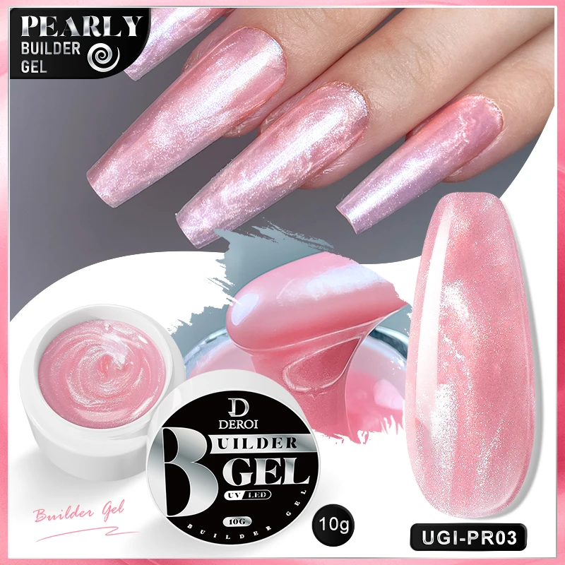 Deroi Uv Shimmer Poly Nail Gel Gel Nagellak Voor Manicure Builder Nagellak Zelfnivellerende Gel Versterker Voor Extensie 10G