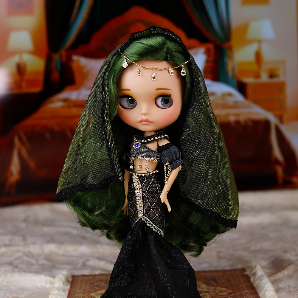 ICY DBS Blyth Doll 1/6 30cm tan Skin Glossy Face Green Hair Girl Doll BJD Toys Gifts