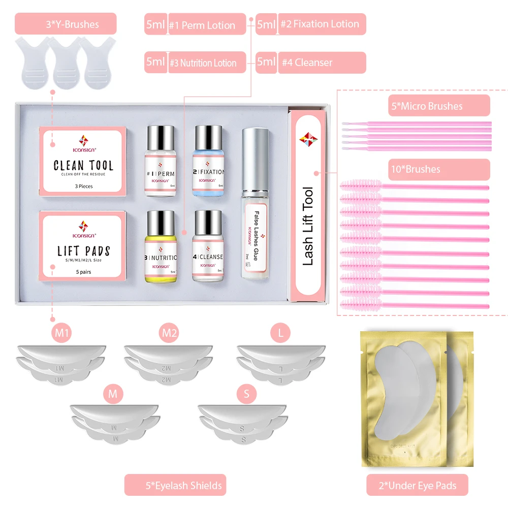 Kit de rehaussement des cils ICONSIGN Version améliorée pour des cils durables 6-8 semaines Outil de maquillage pour les cils Calia Perm