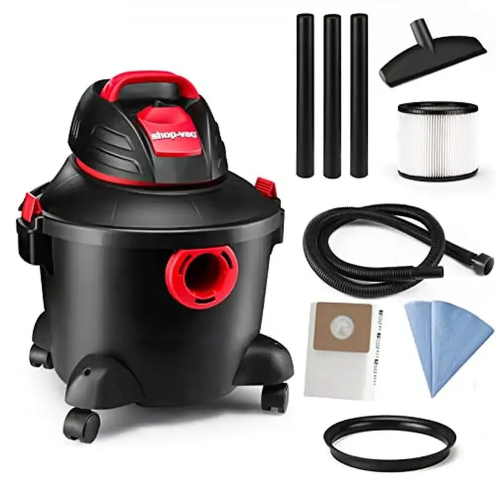 

6 Gallon 3.0 Peak HP Wet Dry Vacuum Heavy-Duty with Blower Port & Accessories 5920611 Dual-Flex Technology Powerful Performance