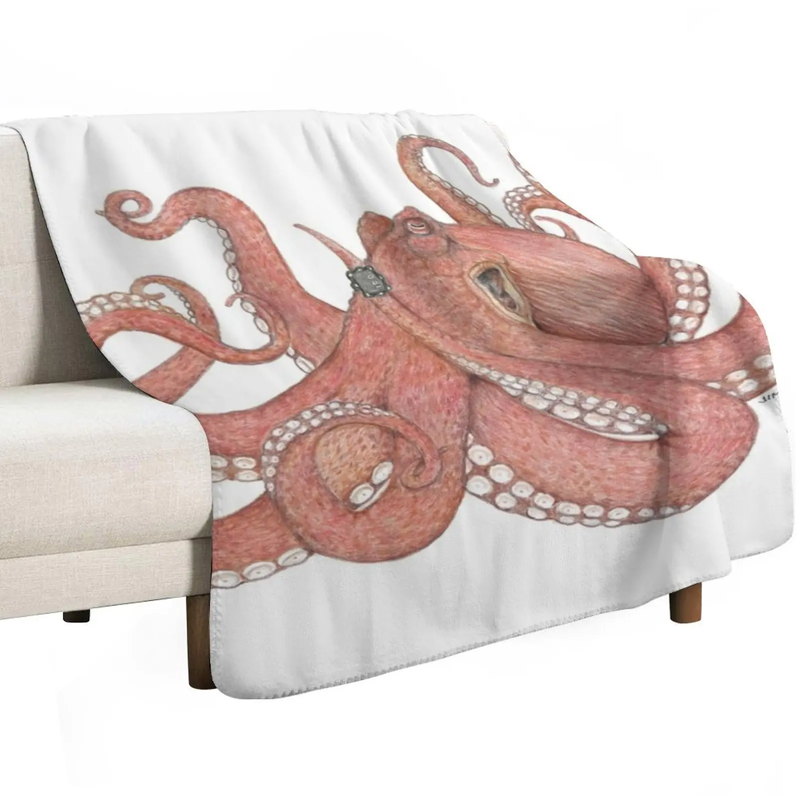 Octopus Wearing a Dive Computer Throw Blanket heavy to sleep Hairy Comforter Hairys Heavy Decorative Sofa Blankets