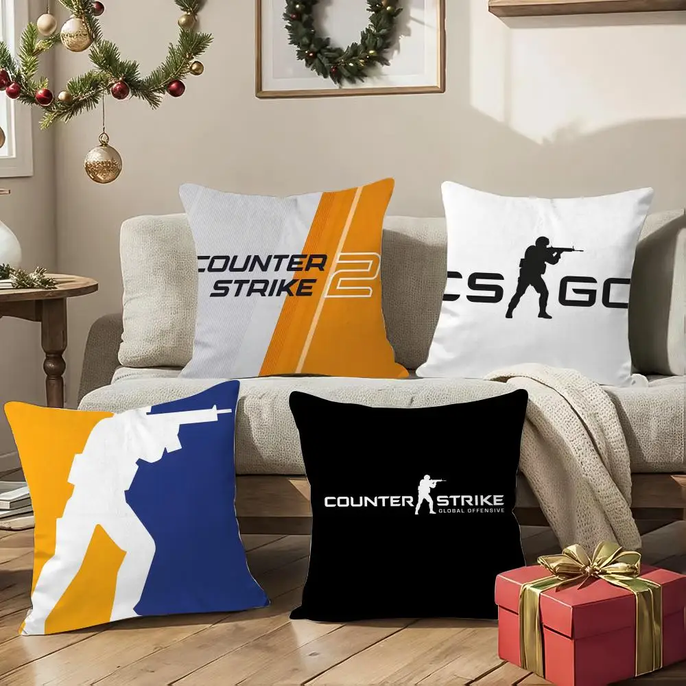 حار لعبة C-Counter-Strike CS2 كيس وسادة حريري قصير أفخم مع سحاب غير مرئي الغبار غطاء وسادة أريكة للديكور المنزل