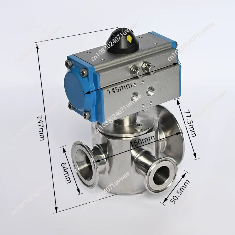 304 paste filling machine rotary valve, pneumatic three-way rotary valve, pneumatic actuator rotary accessories