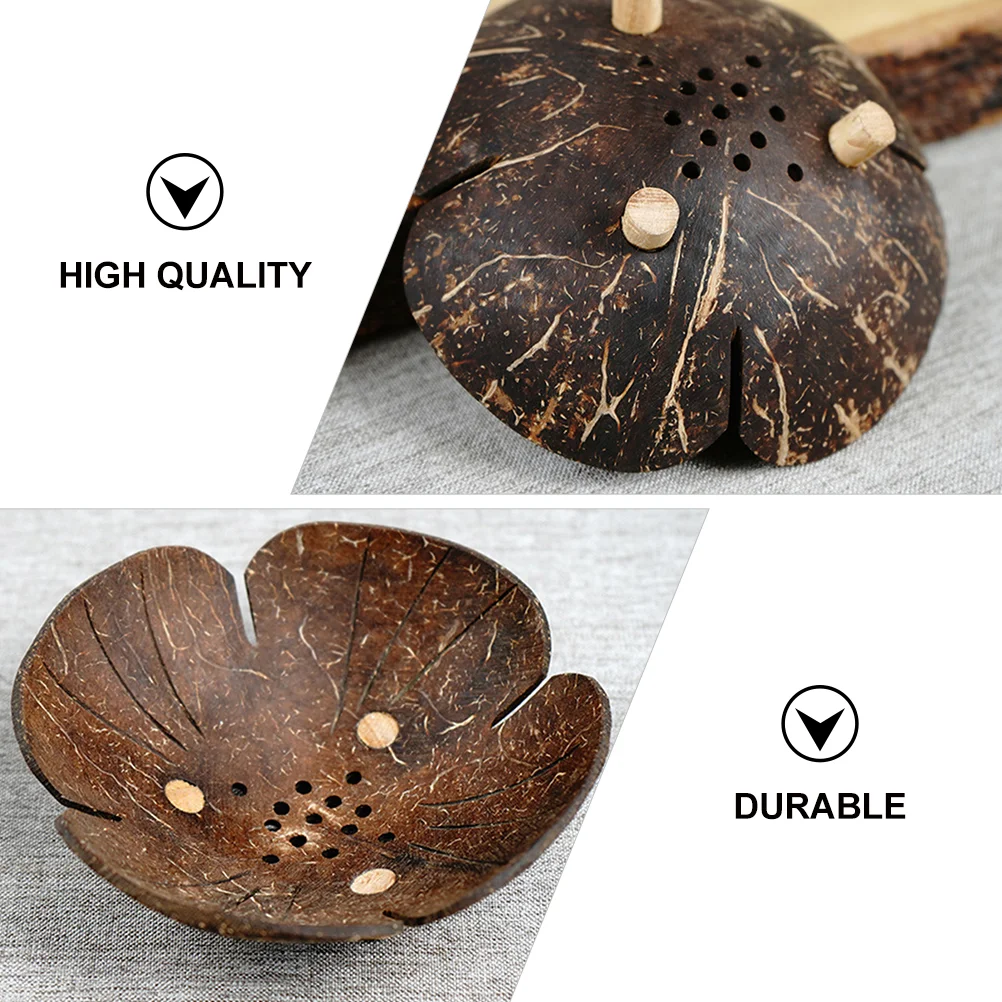 2Pcs Cartoon Coconut Shell Storage Bowl For Drain Soap Holder Reusable Soap Box Tray Drying Rack For Shower Sponge Container