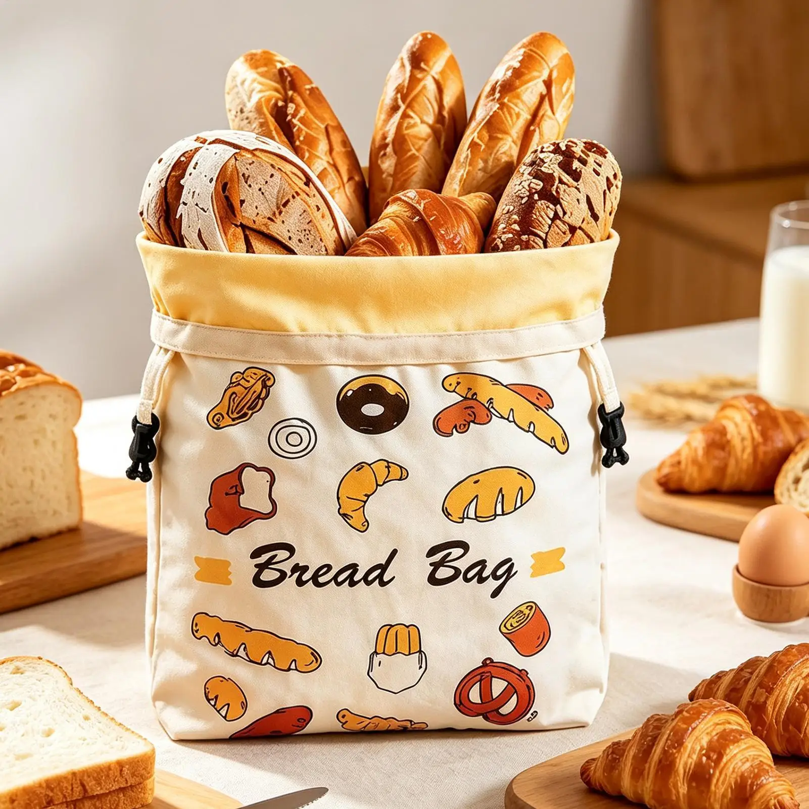 Beeswax Bread Bags Reusable Loaf Freshness Keeping Pouch Loaf Beeswax Guard Bag for Bakers Baking Bakery Kitchen Camping Picnic
