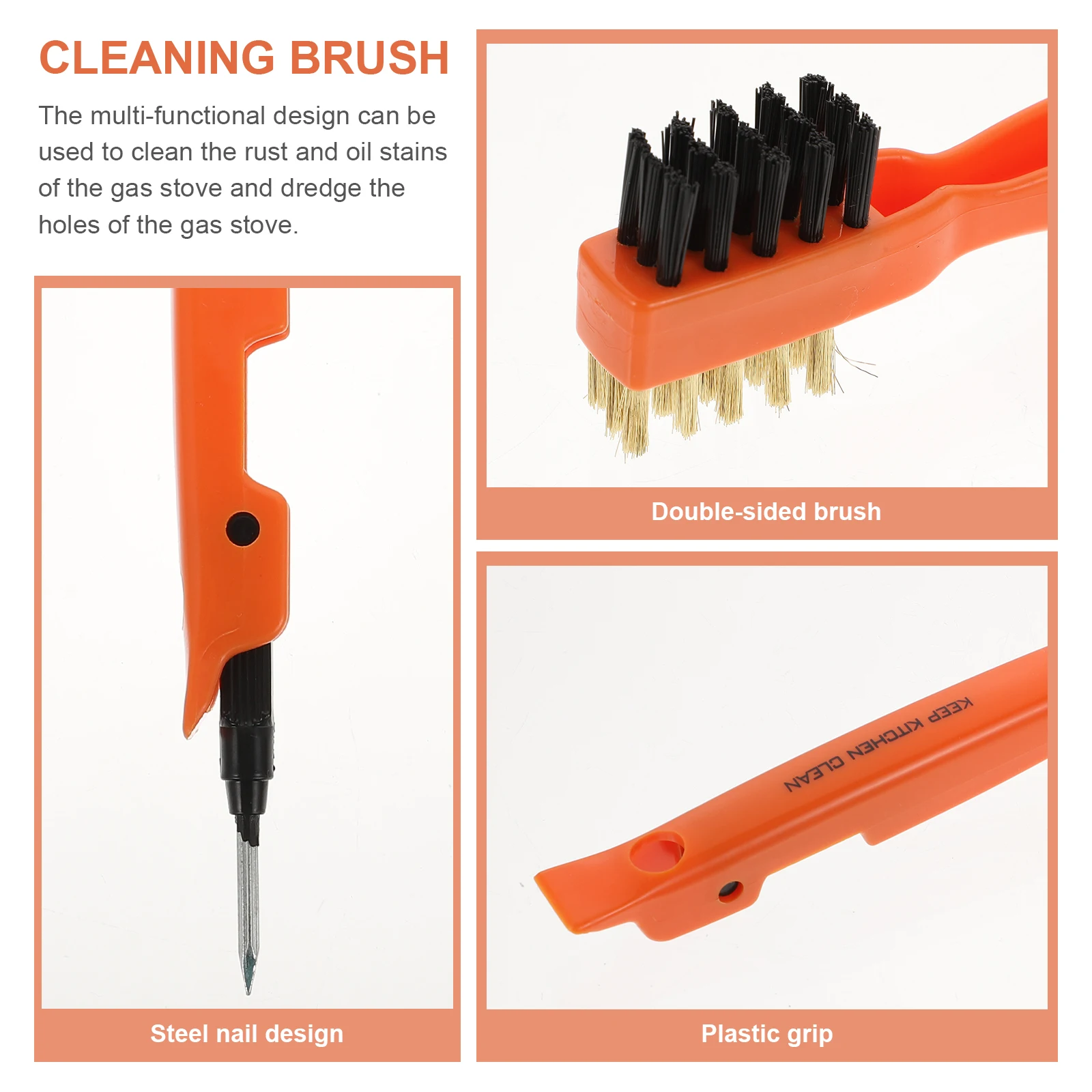 

Kitchen Cleaning Brush Cooktop Sink Stove Scrub Tool Fine Tough Bristles Rust Oil Stain Removal Gas Hole Pick Needle Practical