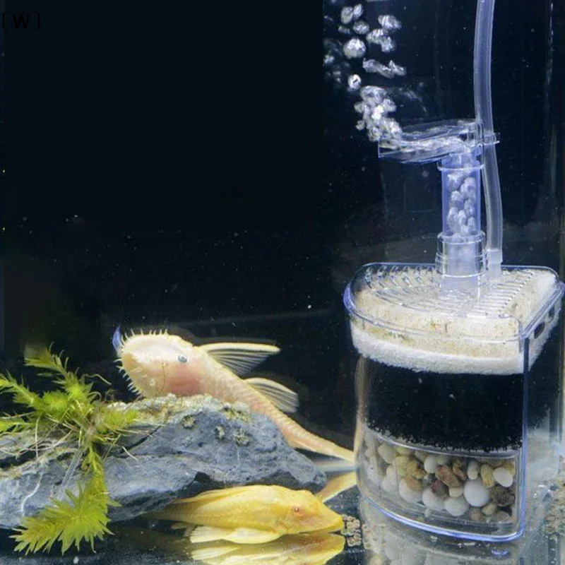 〔W〕Mehrschichtiger Pneumatischer Aquariumfilter Eckfilter mit Schwamm für Betta, Jungfische, Garnelen und Kleine Fische Bio-Schaumfilter