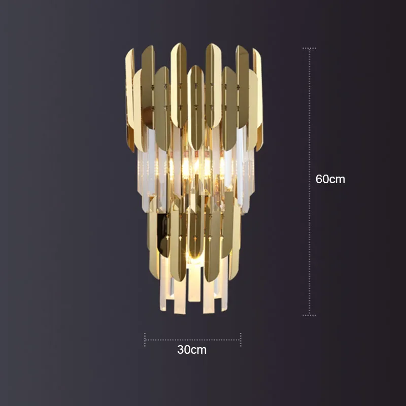 Nowoczesna luksusowa złota kryształowa kinkiet LED do salonu dekoracja sypialni zestawy oświetlenia wewnętrznego domu oprawy
