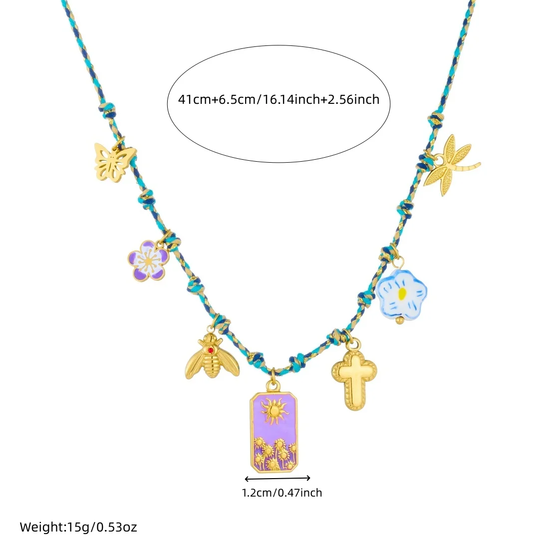 XIYANIKE 316L الفولاذ المقاوم للصدأ الحشرات اليعسوب فراشة النحل زهرة الصليب قلادة قلادة المرأة العصرية الملونة حبل سلسلة عنق #2