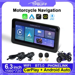 6.3inch GPS Navigation Motorcycle IPX7 Waterproof CarPlay Display Screen Portable Motorcycle Wireless  Auto
