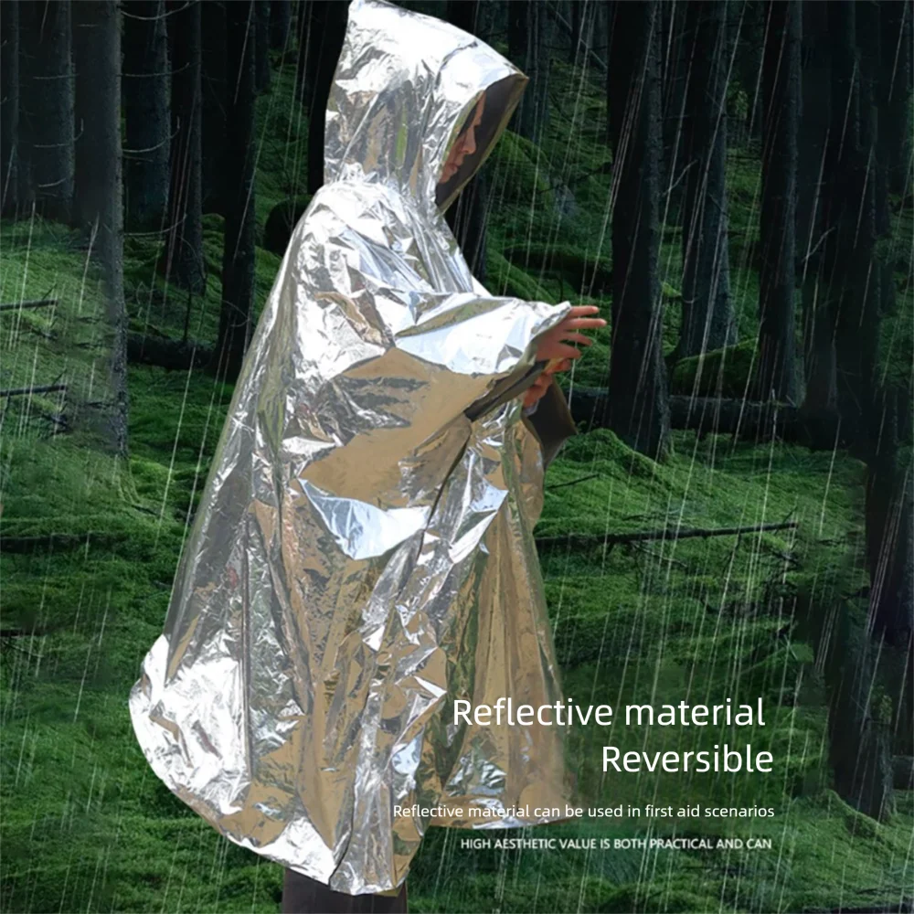 في الهواء الطلق متعددة الوظائف معطف واق من المطر التخييم معطف واق من المطر مقاوم للماء بقاء الطوارئ الملابس العاكسة معدات التخييم