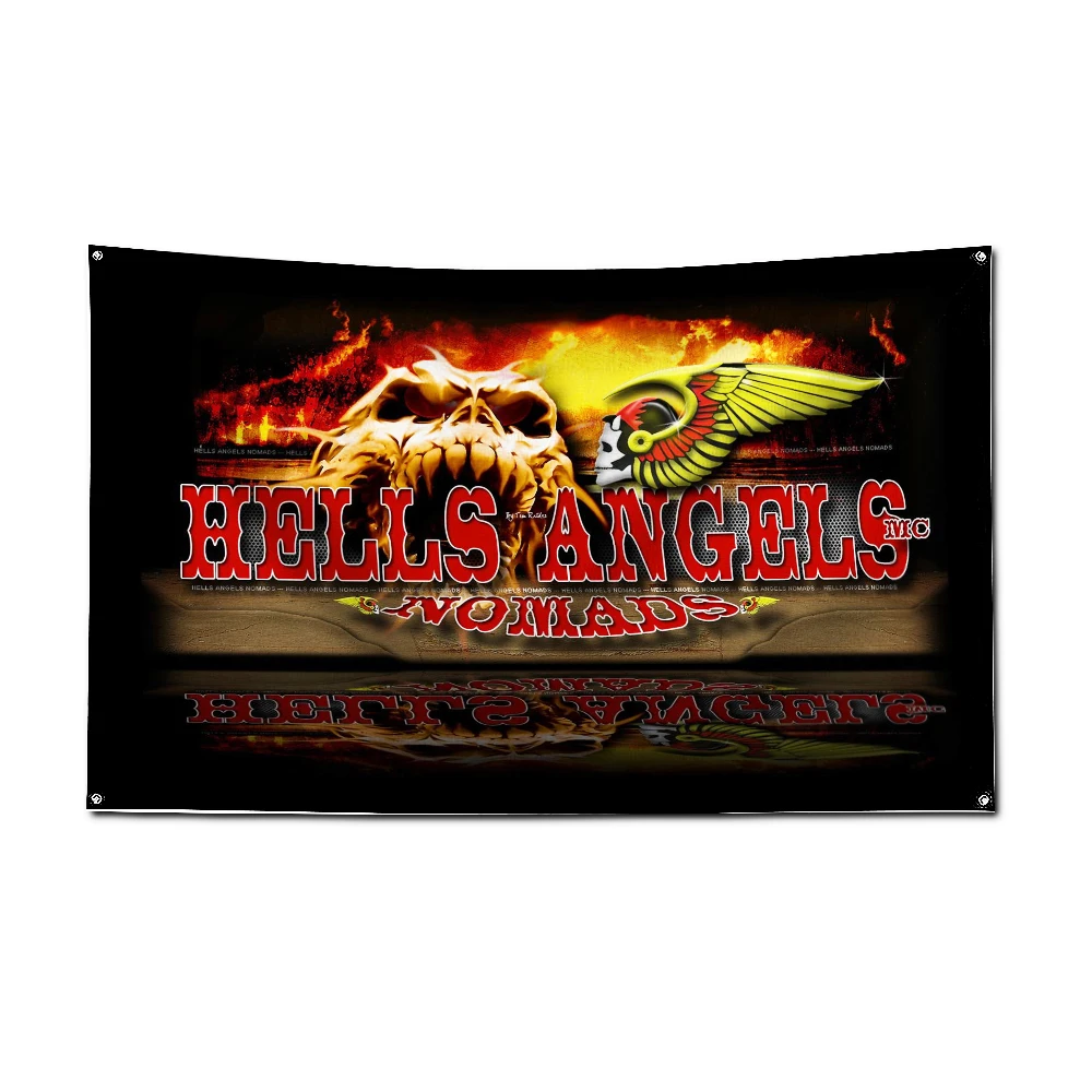 2024 H-Hells Angels MC Flag Polyester Printed Racing Motorcycle Banner For Decor