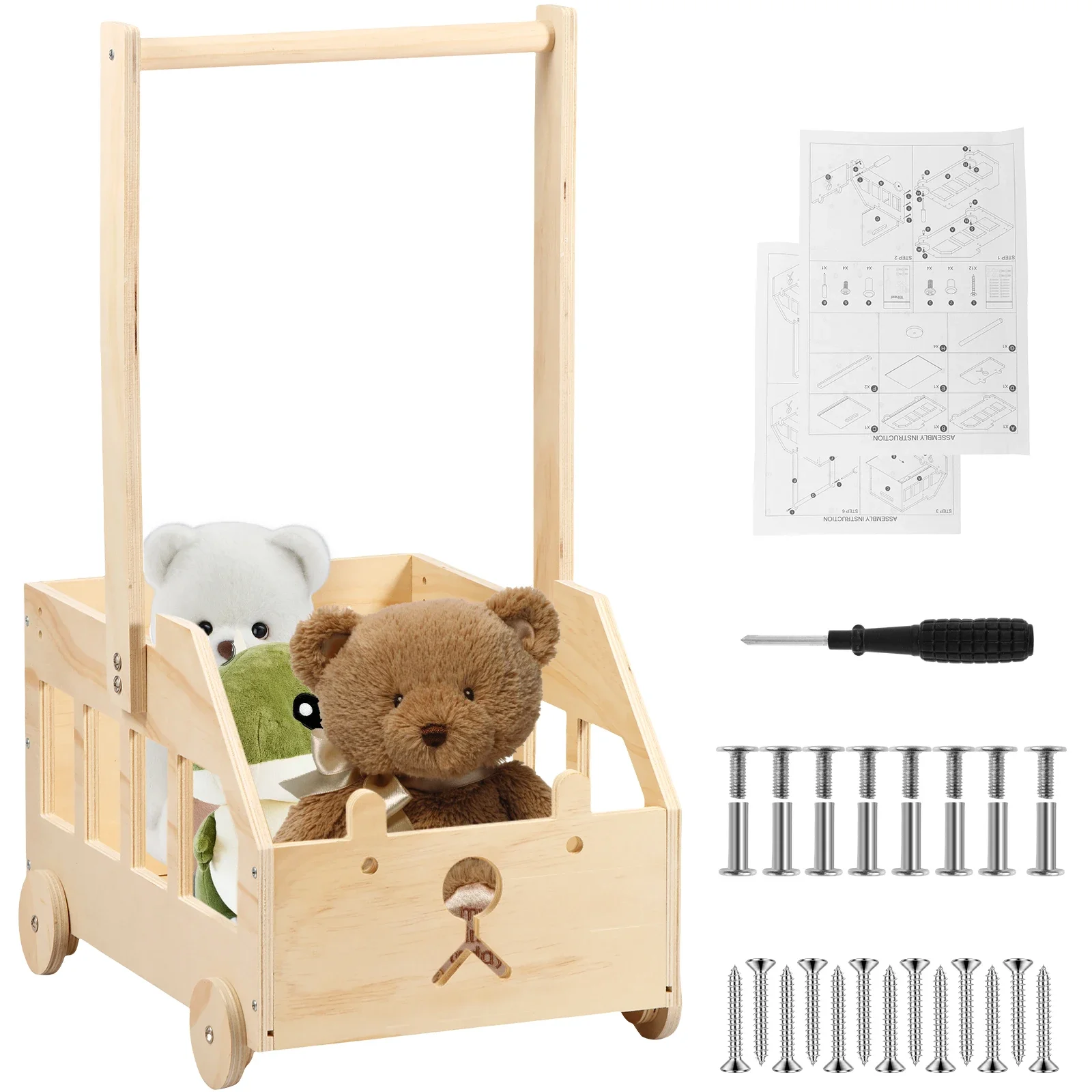 

Baby Basket with Adjustable Handle Solid Practical Wood Baby Shower Crate Closet Pretty Baby Shower Gifts Basket Welcome Baby
